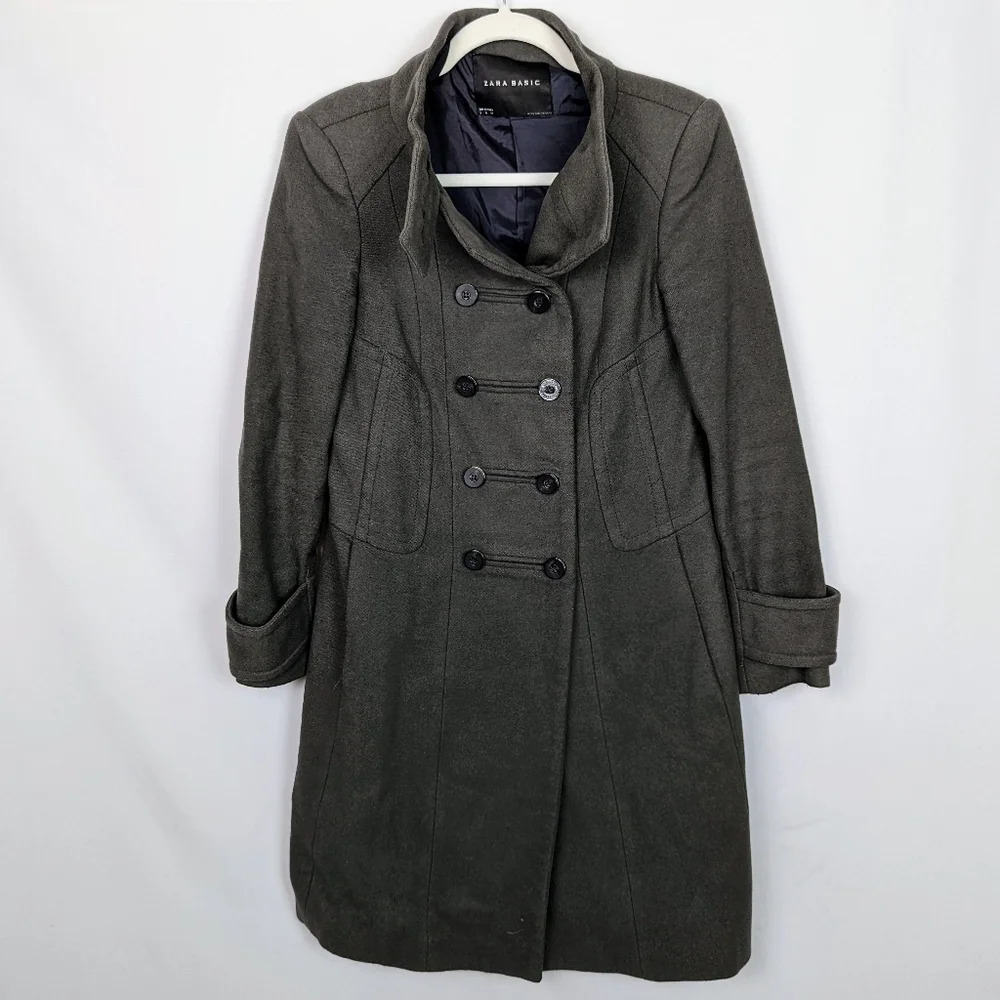 Zara Basic Double Breasted Wool Classic Military … - image 2